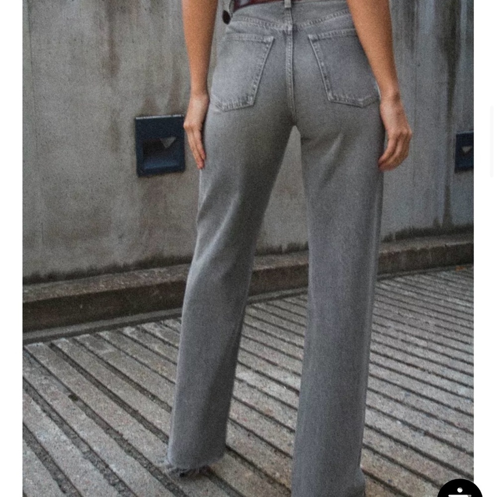 Zara Gray Flare Wide Leg Jeans High-Rise